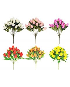 40cm Artificial Tulip Bushes - 12 Heads - Many Colours