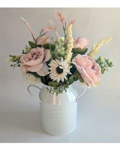 Artificial Vintage Floral Arrangement in Churn Vase