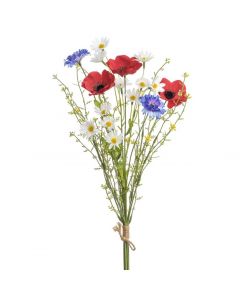 Artificial Poppy, Cornflower and Daisy Bunch