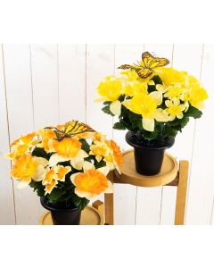 2 x Artificial Daffodil and Butterfly Grave Pots