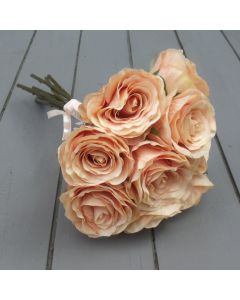 Artificial 40cm Peach Rose Bundle